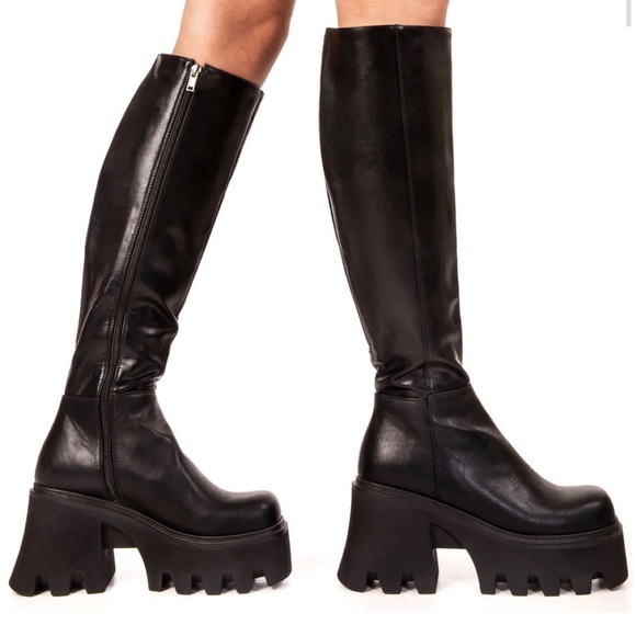 Sideways Chunky Platform Knee-High Boot - Picture 3 of 4